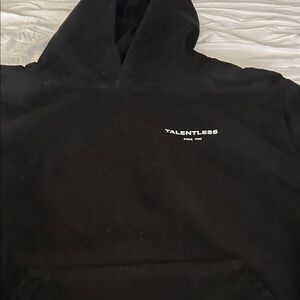 TALENTLESS Black Crewneck Hoodie with Small White Logo